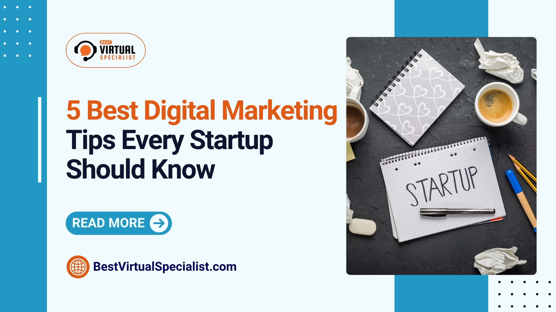 Article cover for 'Digital Marketing Tips Every Startup Should Know,' highlighting essential strategies for new businesses to grow online