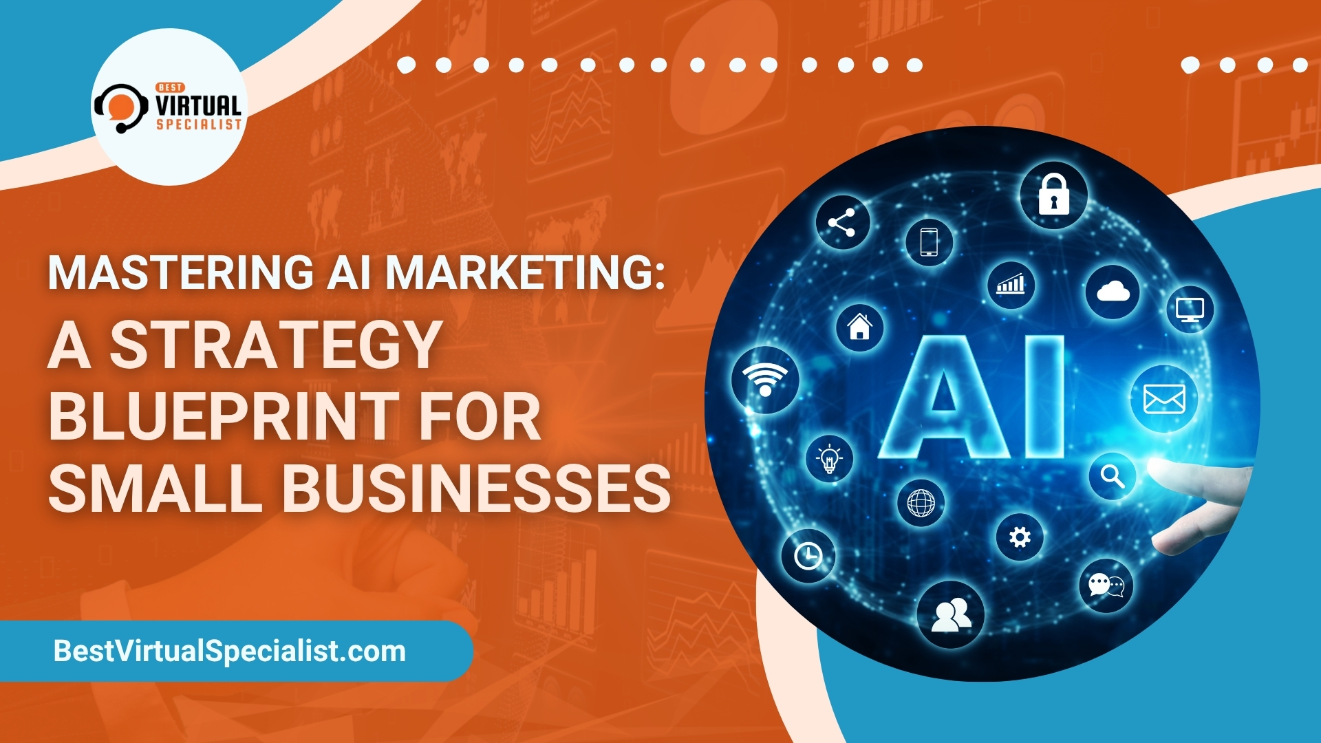 Cover image for 'Mastering AI Marketing: Skills, Tools & Tactics You Need' article, illustrating the integration of artificial intelligence in modern marketing strategies